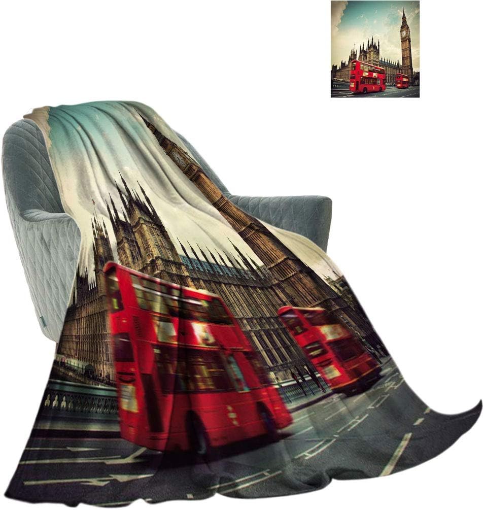 London Soft Blankets, Red Bus in Motion and Big Ben The Palace of