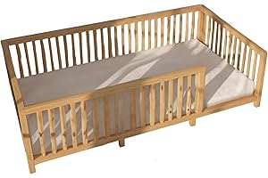 Pine Wood Low Floor Bed Frame | Solid Natural Wood with Front Opening and Slatted Footed Base | Minimalist Scandinavian Desig