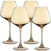 PTSTING Amber Wine Glasses Set of 4 - 15.5oz Burgundy Glasses for Red Wine, Tasting, Wedding Gift, Anniversary, Christmas, Birthday - Large