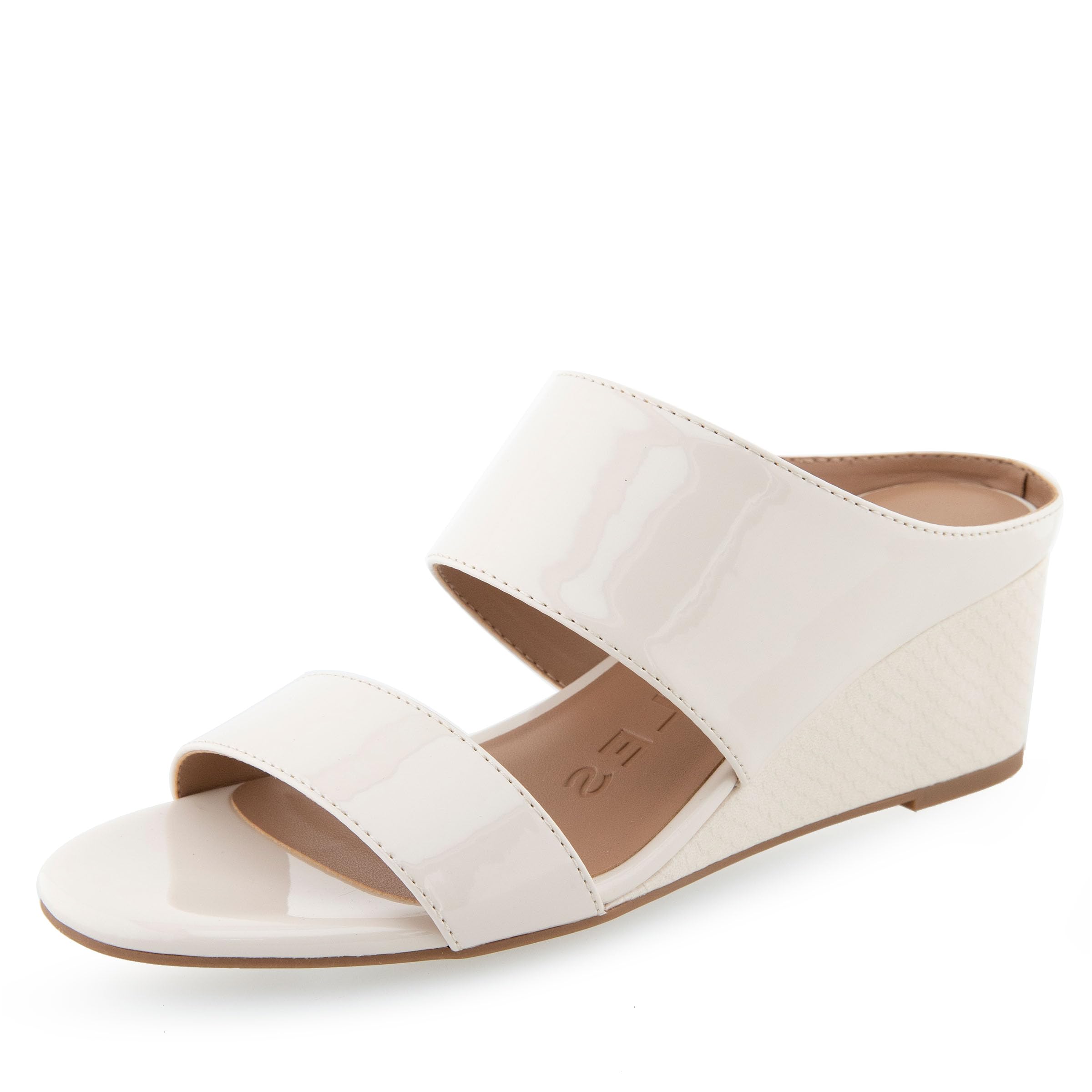 Aerosoles Women’s WHEELER Wedge Heel Slide Sandal, Eggnog Patent PU, 9.5M