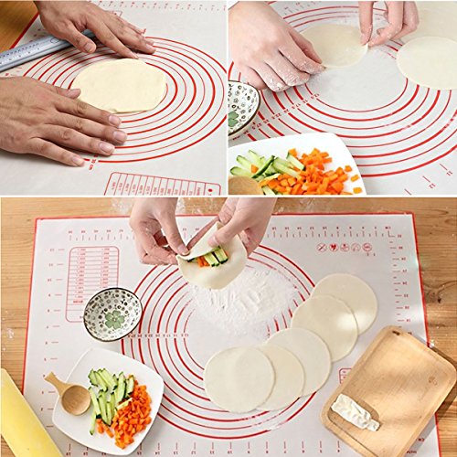 Rolling Pin with Rolling Mat, TedGem Adjustable Stainless Steel Rolling Pin Dough Roller with 4 Removable Thickness Rings Guides for Pie Crust, Dough Pizza Pie Cookies, Including a Pastry Mat - Thumbnail 6
