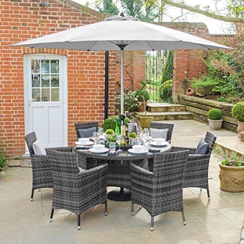 Nova Outdoor Living Amelia Rattan 6 Seat Dining Set, Grey, 1.3m Round