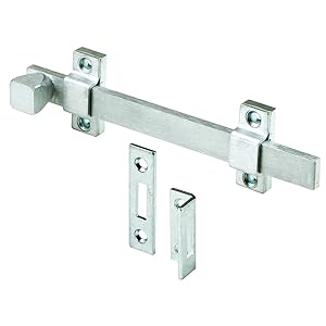 Prime-Line MP4914 Surface Bolt, 8 In, Steel, Brushed Chrome Finish, Heavy Duty Construction, 1 Set