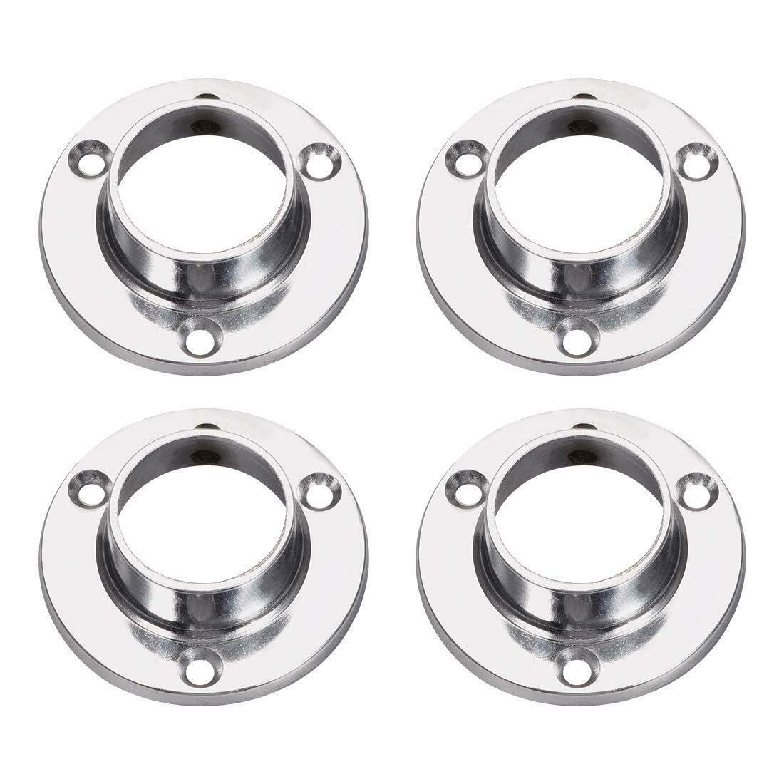 Socket End Support, 4PCS Wardrobe Rail Rod Round Tube End Flange Sockets Zinc Alloy For Display Stands/25mm