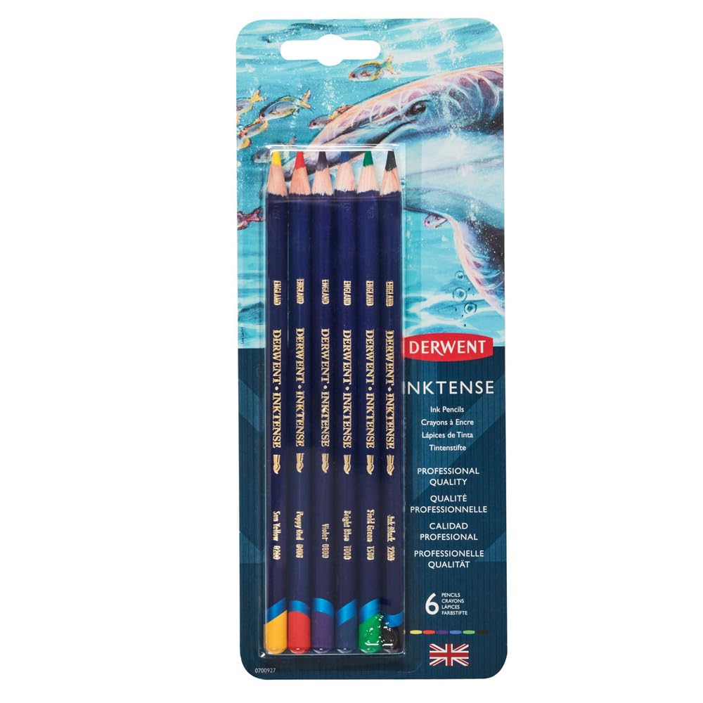 Derwent Inktense Permanent Watercolour Pencils, Set of 6, 4mm Premium Core, Water-Soluble, Ideal for Colouring, Painting and Crafting, Professional Quality (0700927) — image 1