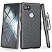 TILL for Google Pixel 2 XL Case, TILL [Thin Design] Holster Locking Belt Swivel Clip Non-Slip Texture Hard Shell [Built-in Kickstand] Combo Case Defender Cover for Google Pixel 2XL All Models [Black]