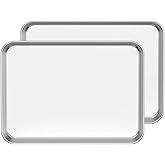 Bastwe Baking Sheet Set of 2, Stainless Steel 2-Piece Cookie Sheet, Toaster Oven Baking Pan Set, Rectangle Size 16 x 12 x 1 inch, Healthy & Non Toxic, Mirror Finish & Rust Free, Dishwasher Safe
