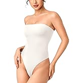 YEOREO Hyperflex Strapless Bodysuit Tube Top Off Shoulder Double Lined Thong Bodycon Slim Fit Summer Sexy Leotard
