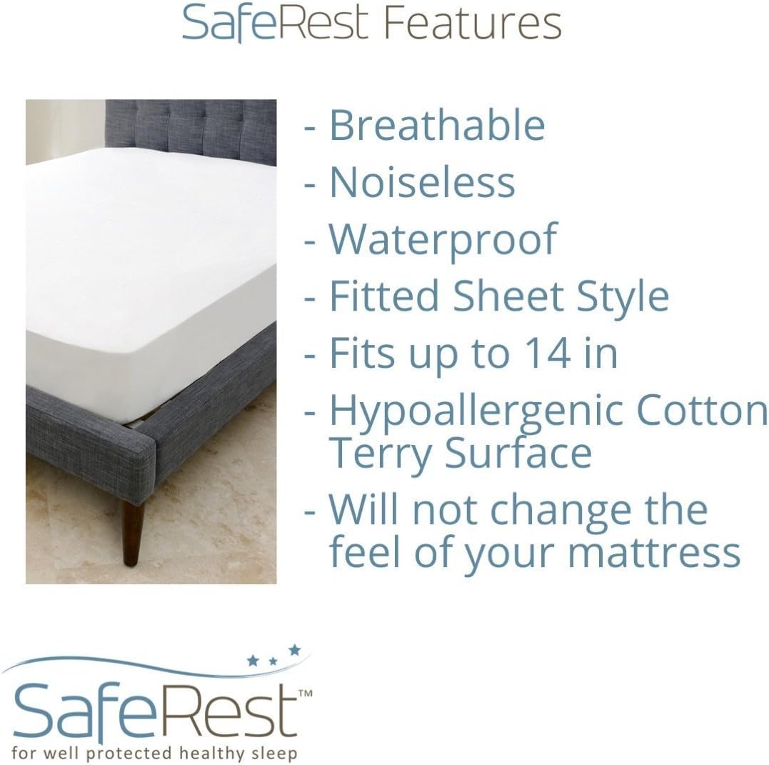 SafeRest Twin Extra Long (XL) Premium Hypoallergenic Waterproof Mattress Protector - Vinyl Free: Home & Kitchen