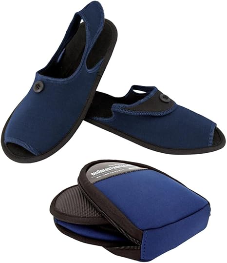 Amazon Co Jp Swin 携帯スリッパ 収納ポーチ付き 折りたたみ式 上履き 無地 無印 旅行 出張 航空機内用 男女兼用 ブルー L 旅行用品 旅行小物 通販
