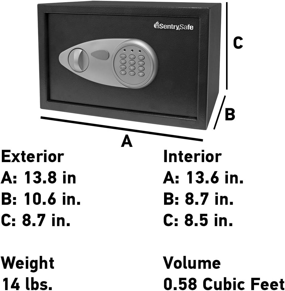 SentrySafe X055 Security Safe with Digital Keypad, 0.5 Cubic Feet (Medium), Black: Home Improvement