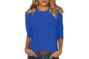 NJKHMCFTIR Womens Tops 3/4 Sleeve Crewneck Cute Shirts Casual Trendy Print Blouses Length T Shirt 2024