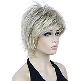 Lydell Short Layered Shaggy Wavy Full Synthetic Wigs (R12-26 Blonde Mix)