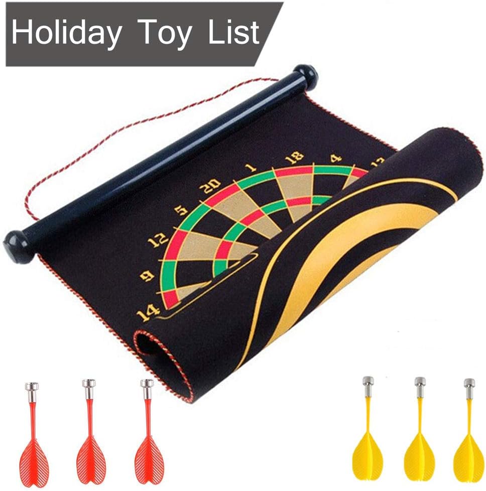 Magnetic Dart Board Set, Rabosky Double Sided Hanging Dartboard with 6PCS Dart Flights, Adult Office Home or Outdoor Games, Cool Toy Gift for Boys or Girls