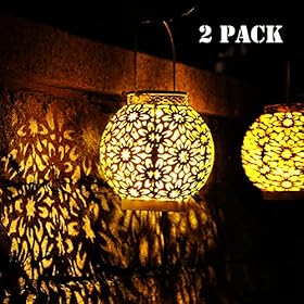 Walensee Solar Outdoor Lights, Hanging Garden Lantern for Patio, Yard. Metal Decorative Waterproof Table Lamp, Retro LED… 61oUsJEn7lL