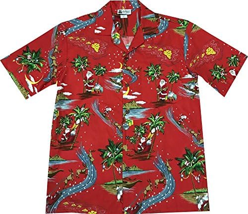 Hawaiian Vintage Santa Rudolph Reindeer Christmas Aloha Shirt