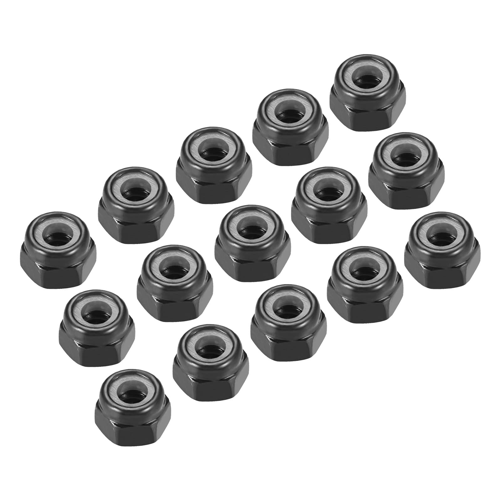 METALLIXITY Hex Lock Nut Fasteners(M4x0.7mm) 50Pcs, Carbon Steel Zinc Plated Nylon Inserted Self-Lock Nuts - for Car Garage Ship Mechanical Equipment, Black