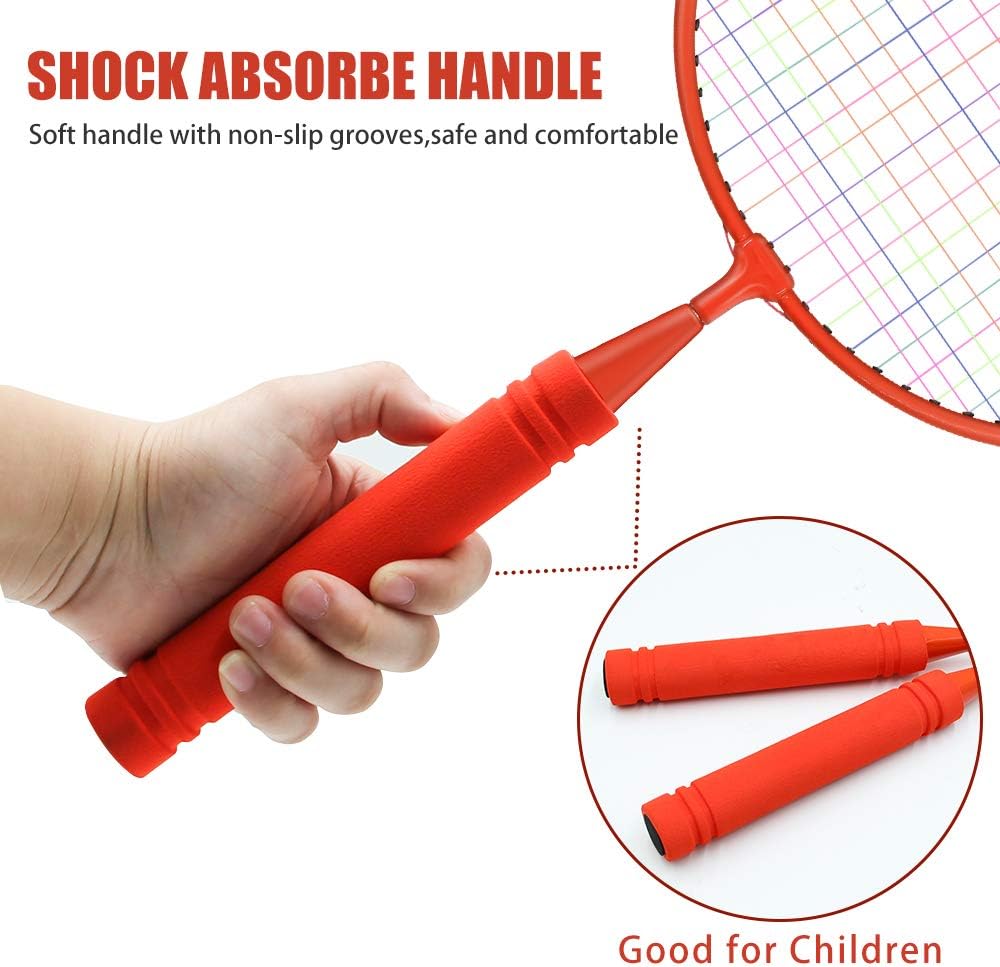 Childrens Badminton Set, Shuttlecocks Racquet Lightweight Carrying Bag Suit for Toddler Juniors Parent, Professional Beginner Players Indoor Outdoor Sport Game(Red: 17.7 x 9 inches) : Sports & Outdoors