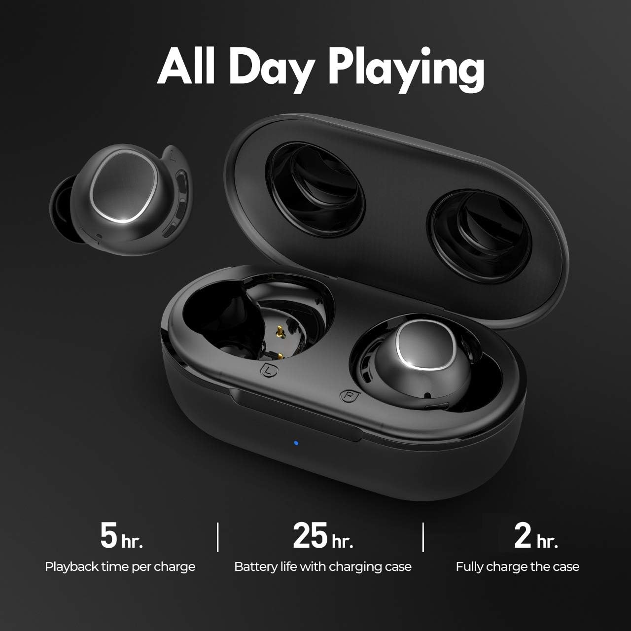 Wireless Earbuds, Mpow M30 in-Ear Bluetooth Headphones, Immersive Bass Sound, IPX8 Waterproof Sport Earphones, Touch Control Bluetooth Earbuds, 25 Hrs w/USB-C Charging Case/Twin&Mono Mode/Mics,Black: Electronics