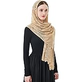 Wgior Elegant Floral Catholic Church Veil, Soft Mantilla Chapel Prayer Scarf Wrap Shawl Headscarf