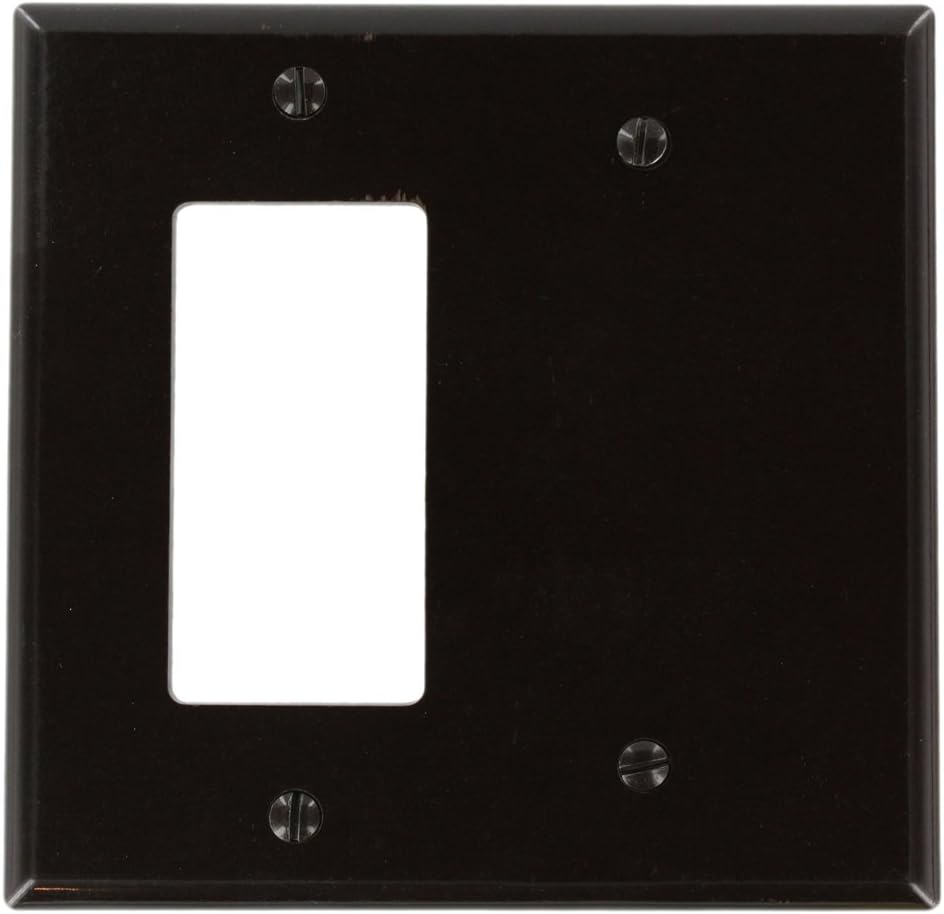 Leviton 80608-W 2-Gang 1-Blank 1-Decora/GFCI Device Combination Wallplate, Midway Size, Thermoset, White - Blank Wall Plates - 