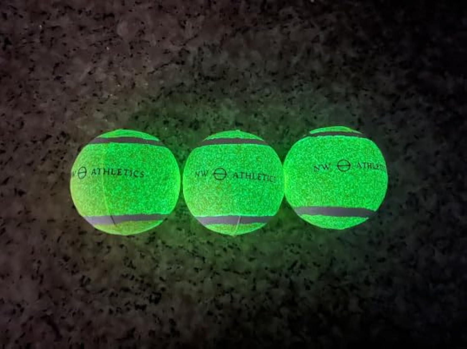 NW Athletics Glow in The Dark Tennis Ball Dog Toy, Light Up Tennis Ball for Small-Medium Size Dogs 3 Pack