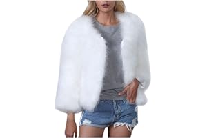 JURANMO Fluffy Fleece Overcoats for Women Faux Fur Warm Outerwear Solid Cropped Fashion Coat Outdoor Thicken Jacket