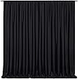 Black Backdrop Curtains 2 Panels 5ft x 10ft Polyester Photo Backdrop Drapes for Wedding Party Stage Birthday Decorations