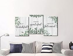 YOUHONG 3 Pieces Thankful Grateful Blessed Wall