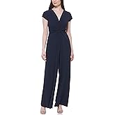 Vince Camuto Womens Short Sleeve V-neck Twist Front Summer Jumpsuit