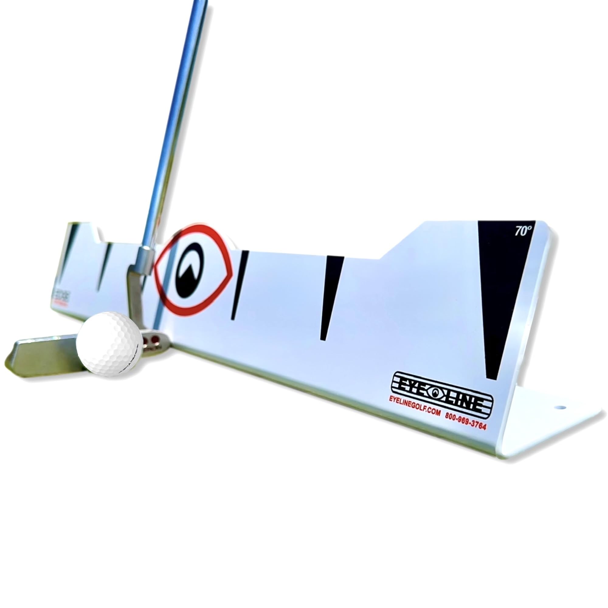 EyeLine Golf 70 Degree Edge Putting Plane Rail - Portable use Outdoors or Indoor Putting mat. Training Aid. Made in USA. Alignment, Stroke Length, Stroke Path Instant Short putt Improvement. 24 in.