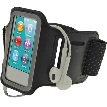 igadgitz Schwarz Reflektierende Anti-Rutsch Neopren Sports Armband Oberarmtasche Tasche Schutz Hülle Etui Case für Apple iPod