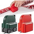 2Pcs Wrapping Paper Cutter, Gift Wrap Cutter with 2 Replaceable Blade 4 Wheels Compact Christmas Gift Wrapping Paper Roll Cutter Tool Green,Red