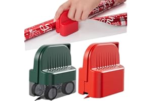 AMZBS 2Pcs Wrapping Paper Cutter, Gift Wrap Cutter with 2 Replaceable Blade 4 Wheels Compact Christmas Gift Wrapping Paper Roll Cutter Tool Green,Red