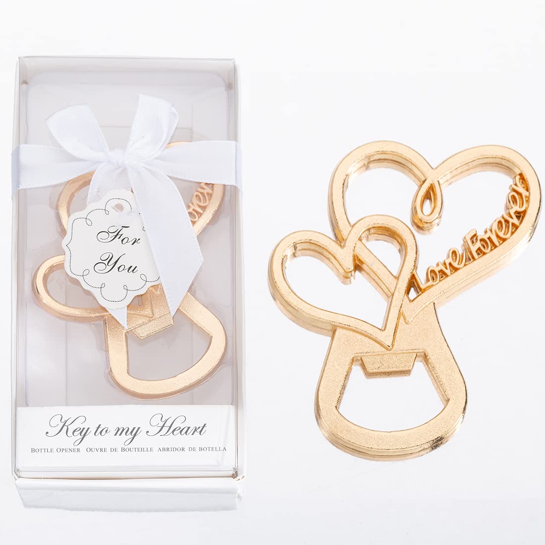 Photo 1 of 50 Packs New Love Forever Design Heart Shape Bottle Openers for Wedding Favors to Guests, Bridal Shower Party Gifts, Souvenirs or Decorations for Guests (heart design)