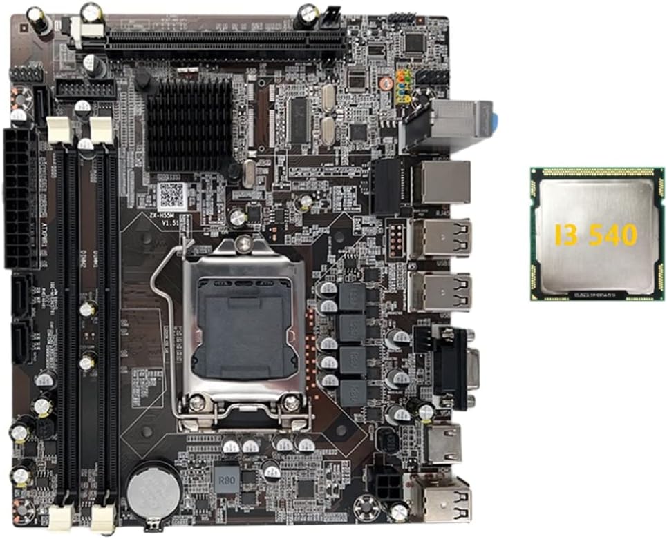Wresetly H55 Motherboard LGA1156 I3 530 I5 760 Series DDR3 with I3 540 CPU