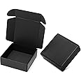 Mcfleet 6x6x2" Small Black Shipping Boxes - 24 Pack Corrugated Cardboard Mailing Box Packaging for Small Business - Tab Locking Literature Mailer Flat Empty Gift Packing Supplies
