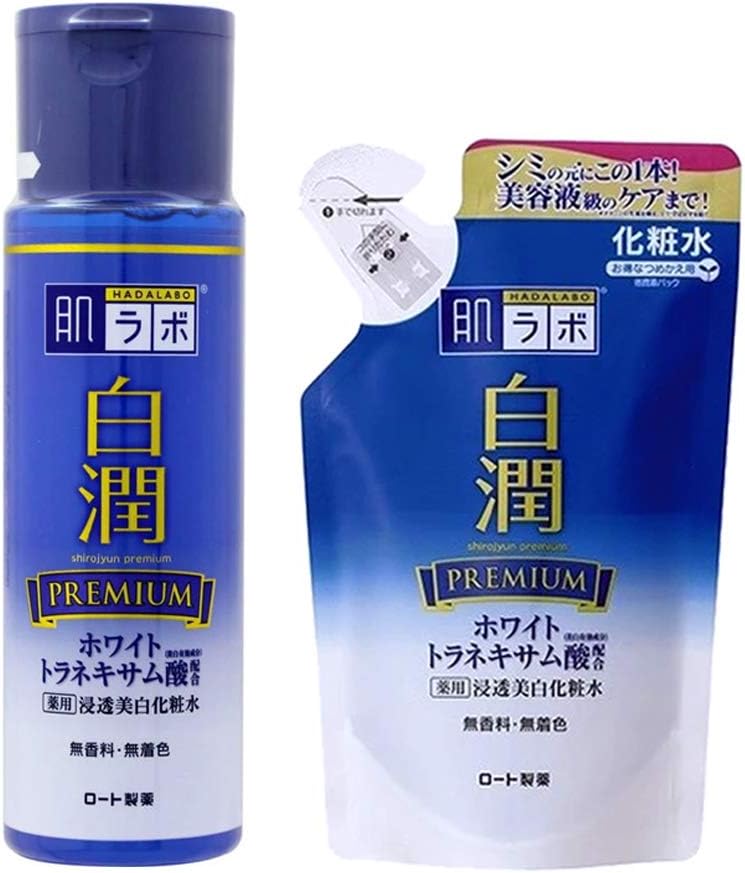 Hada Labo Shirojyun Premium Rich Lotion Blue 170ml Bottle with Refill Pack- Set