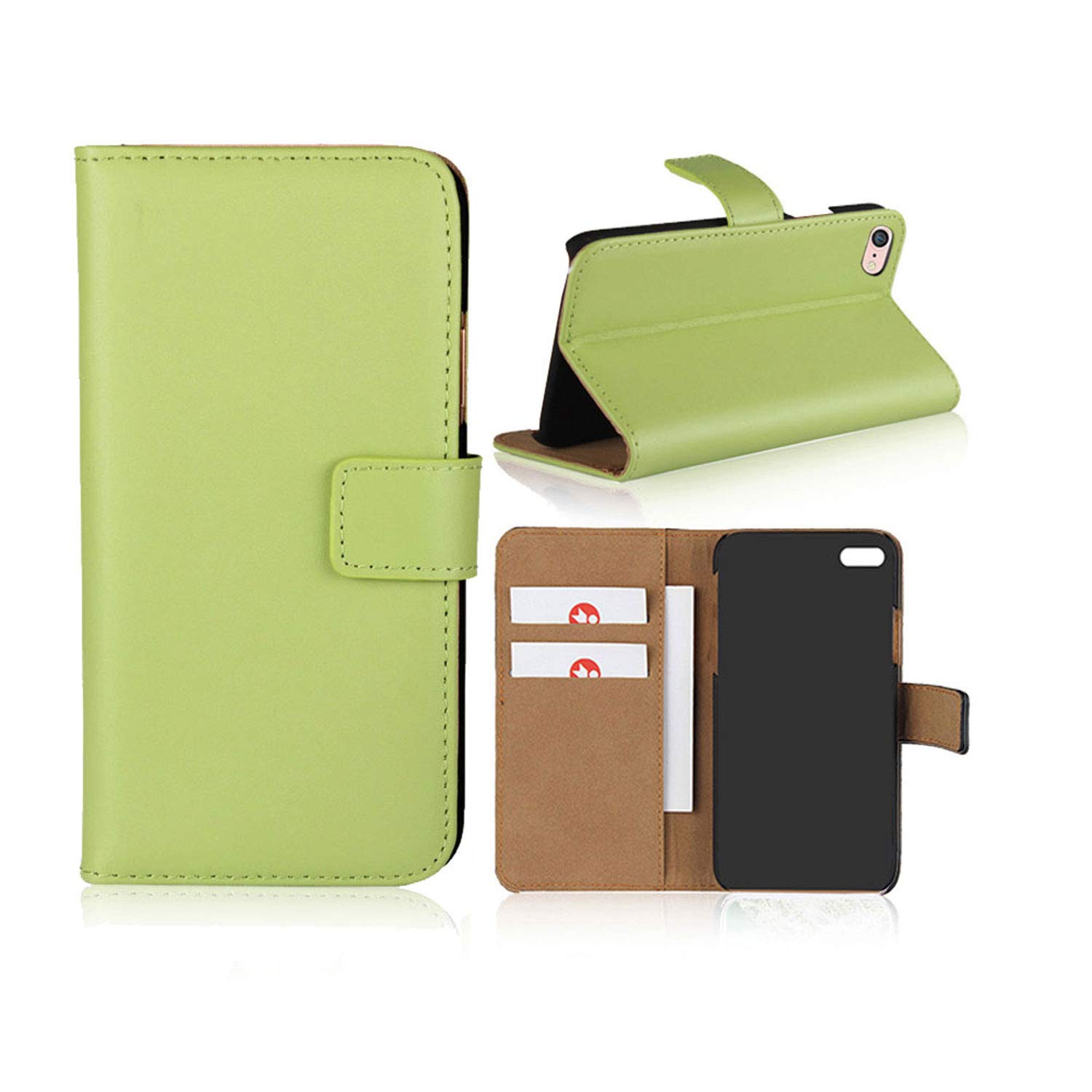 Smart Fit Sport iPhone Leather Case - SFS Leather Wallet Folio Case for iPhone X/XS 4/4S 5/5S 5C 6/6s 6 Plus 7/8 7 Plus/8 Plus (for iPhone 6/6s, Green) — image 1