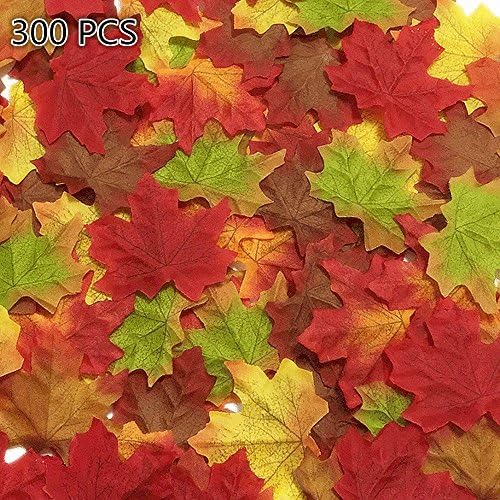 Artificial Maple Leaves Assorted Mixed Fall Colored Silk Leaves For Weddings Autumn Party Events Decorating 300 Pack