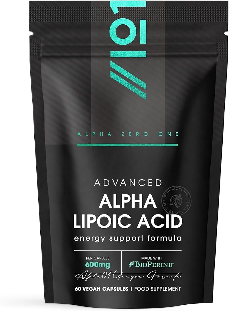 ALPHA01 Alpha Lipoic Acid 600mg with Biotin BioPerine 60 Vegan Caps