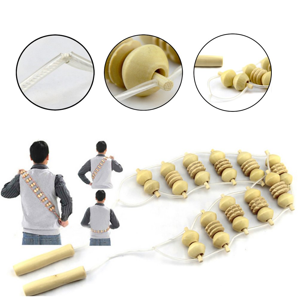 Enshey Back Massager Body Wooden Roller Massager Waist Roller Massager for Pain Relief Stress Relief Promote Blood Circulation