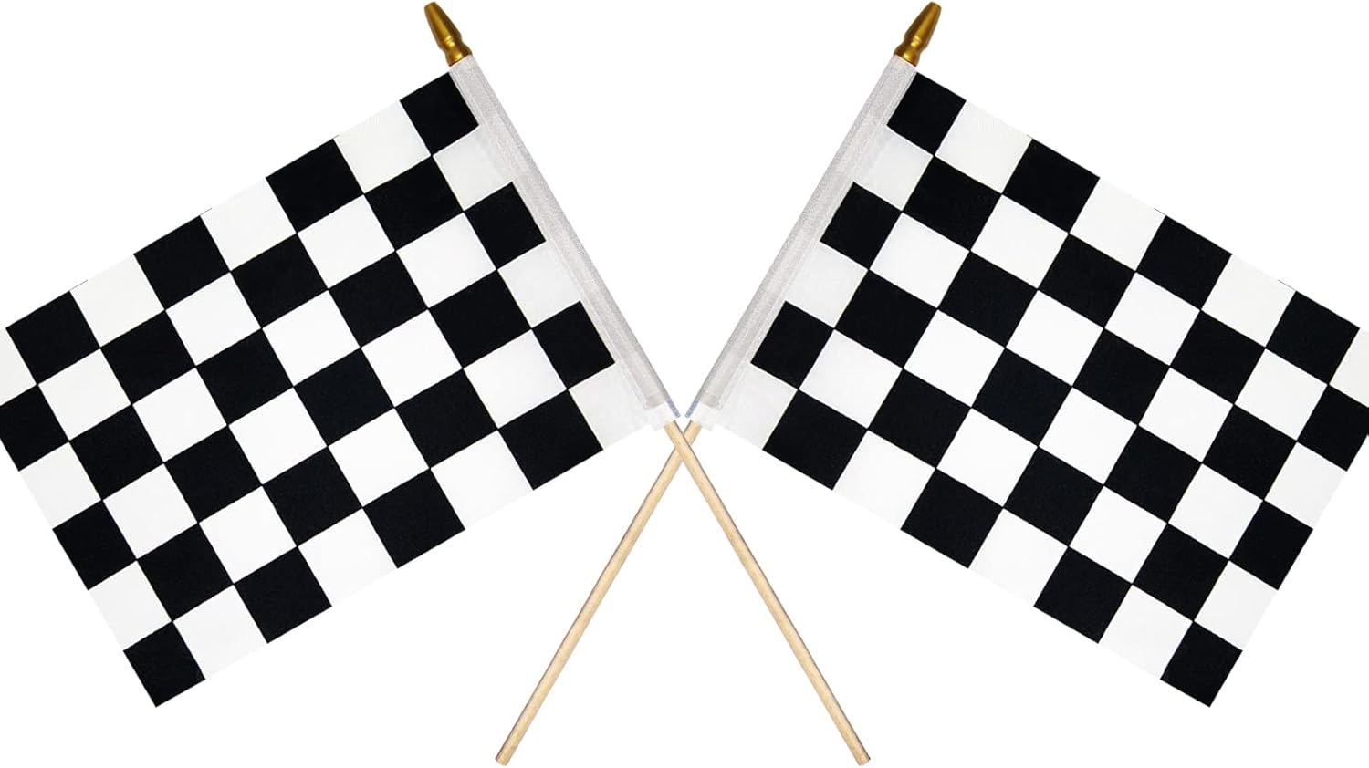 Flags - 2Pcs 8×12inch Checkered Flag Black and White Racing Flags on Wooden Stick, Formula One F1 Racing Flag Hand Held Stick Flags NASCAR Flags with Kid-Safe Spear Top, Children's Party Decoration
