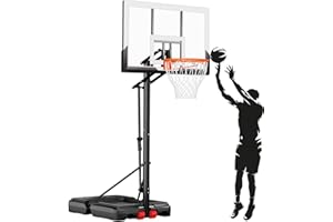 MAYFIRE Basketball Hoop Outdoor with 45 Inch Shatterproof Backboard, Portable Basketball Goal System 4.8-10ft Height Adjustable for Kids, Youth, Adults, Backyard/Driveway/Indoor