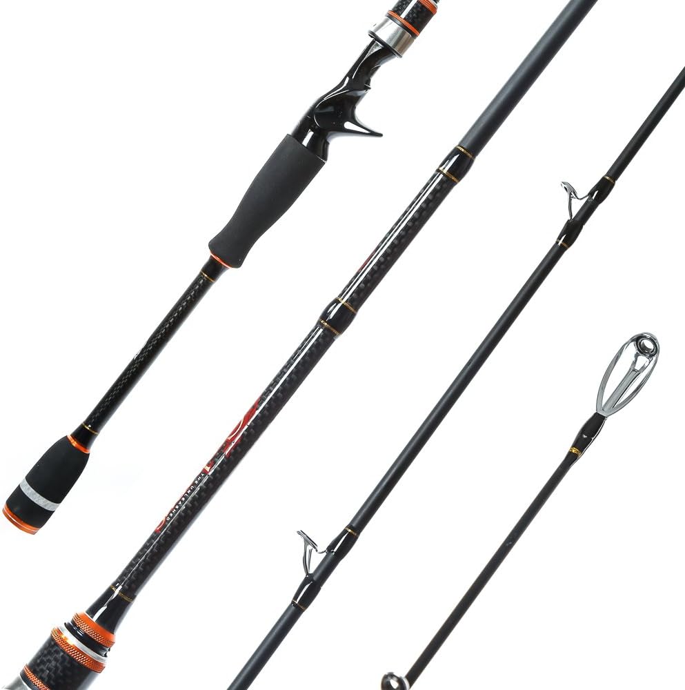Entsport 1Piece Carbon Bass Fishing Rod Fast Action