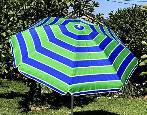 Bellrino Decor 6 Foot Sand Anchor Outdoor Patio Beach Umbrella Sun Shelter with Tilt and Carry Bag Multicolor (BLUE GREEN)