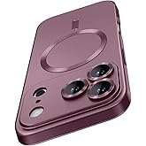 HJHStar Magnetic Case for iPhone 17 Pro - MagSafe Compatible, Military-Grade Drop Protection Bumper with Camera Lens Protector, Slim Shockproof Phone Cover for Women, Matte Metallic Burgundy