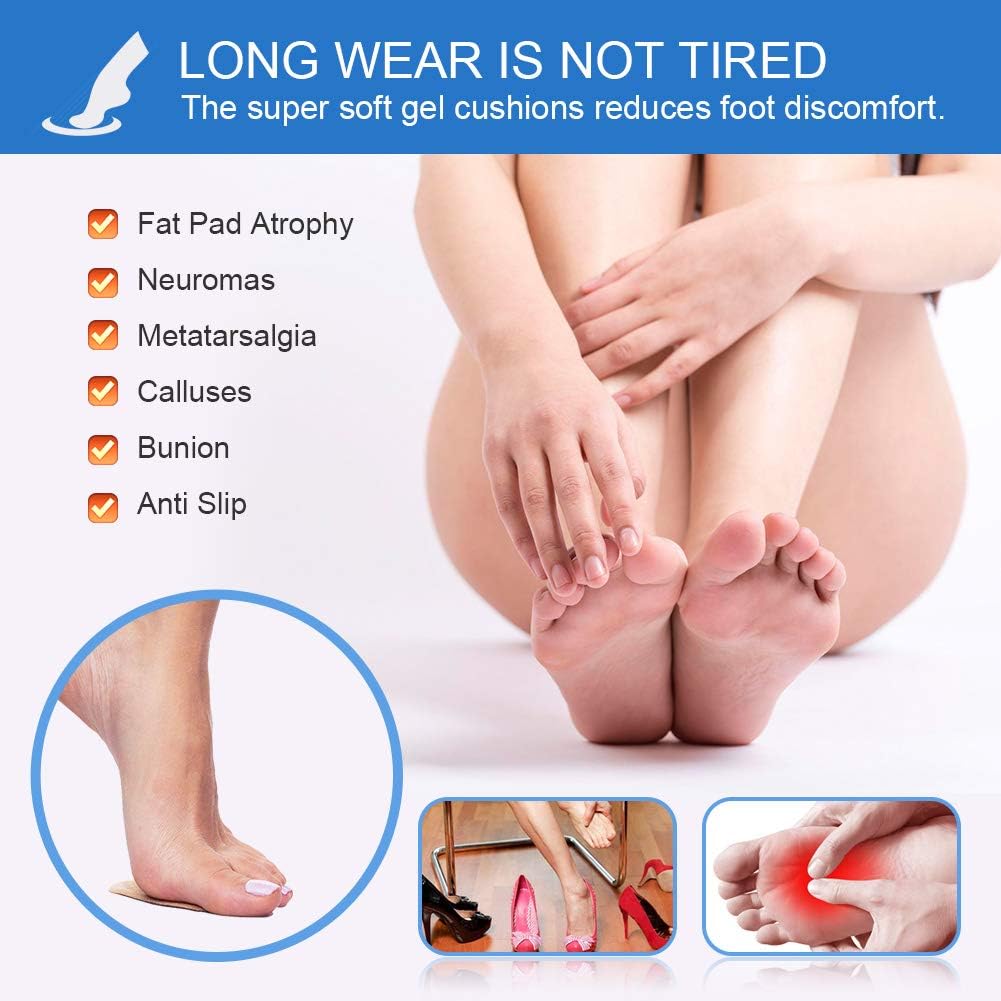 3 Pairs Metatarsal Pads for Women, Professional Reusable Silicone Ball of Foot Cushions, All Day Pain Relief and Comfort, One Size Fits Shoe Inserts, by Mildsun.: Health & Personal Care