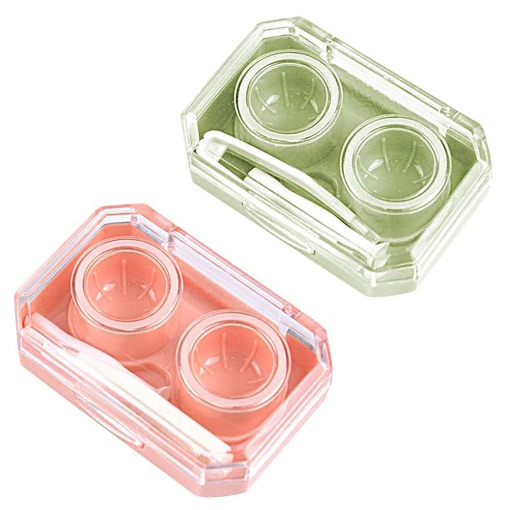 WIKEXINGLONGER 2 Packs Contact Lens Cases Portable Left/Right Eyes Contact Lens Cases Holder Box Travel Contact Lens Cases Contact Lens Box for Travel Home Outdoor Activities