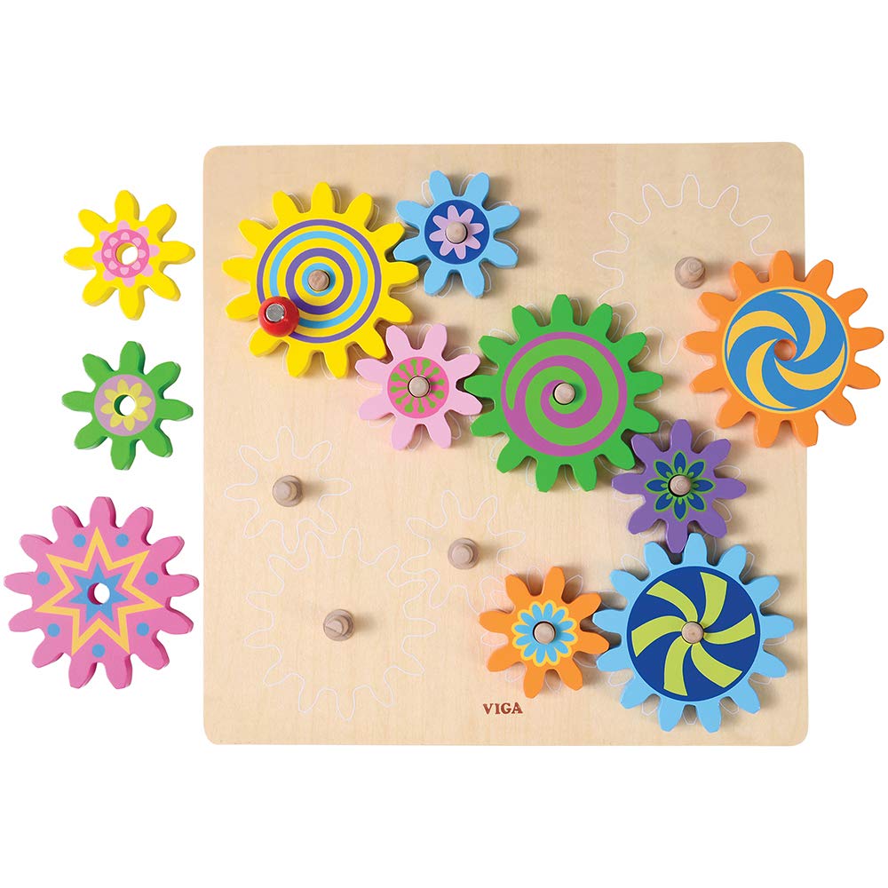 Constructive Playthings Interchangeable Spinning Gears with Fixed Axles On A 11 3/4